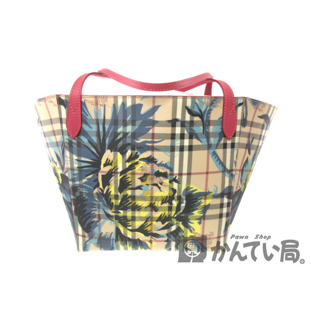 BURBERRY tote bag beige blue pink yellow black Floral Flower